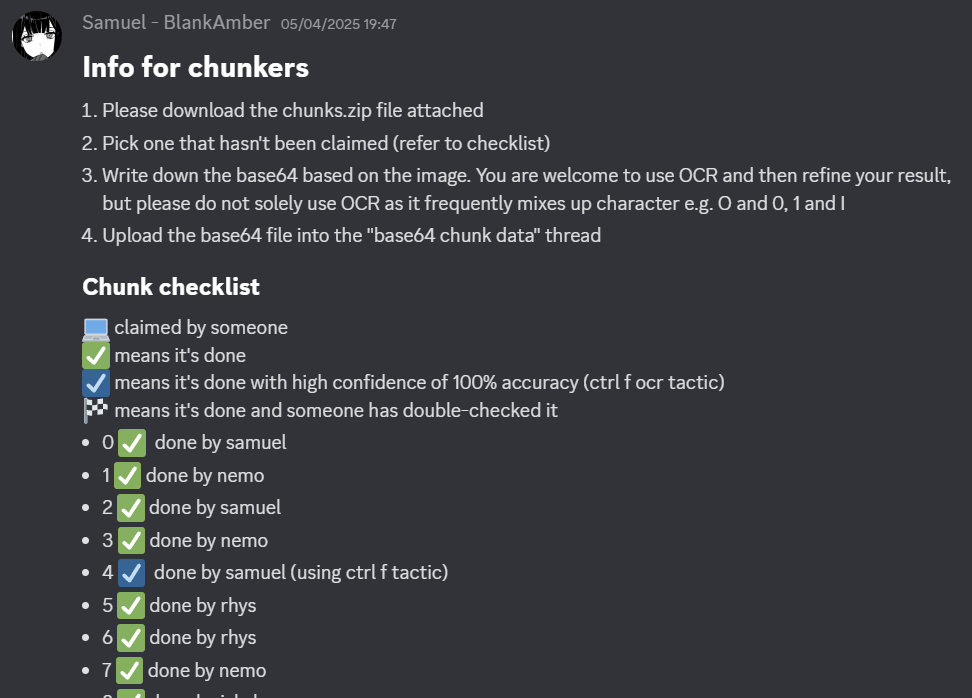 Info for chunkers